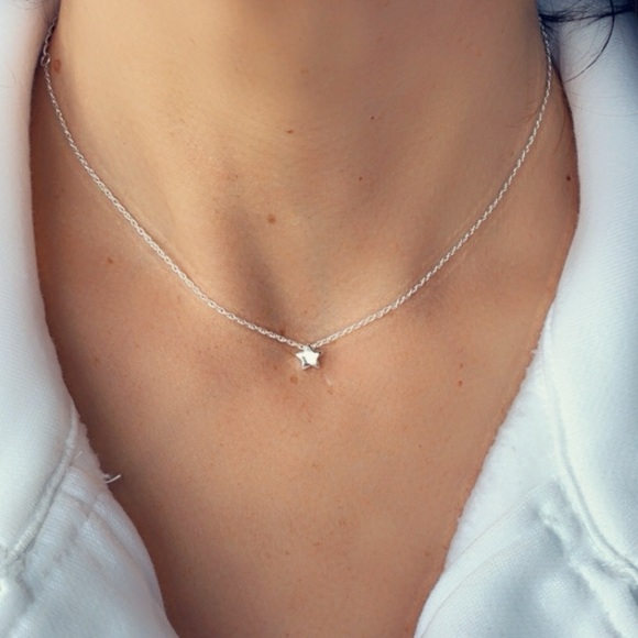 Sterling Silver Clavicle Star Necklace - Picture 3 of 12